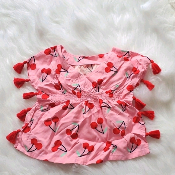 Cat & Jack Girls Cherry Bathing Suit Coverup - Picture 1 of 3